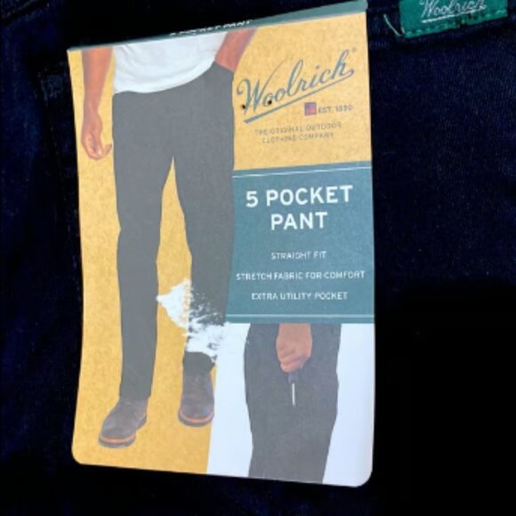 WOOLRICH Men's Straight Fit Stretch 5-Pocket BLACK Pants Size 34x30 - Picture 8 of 9